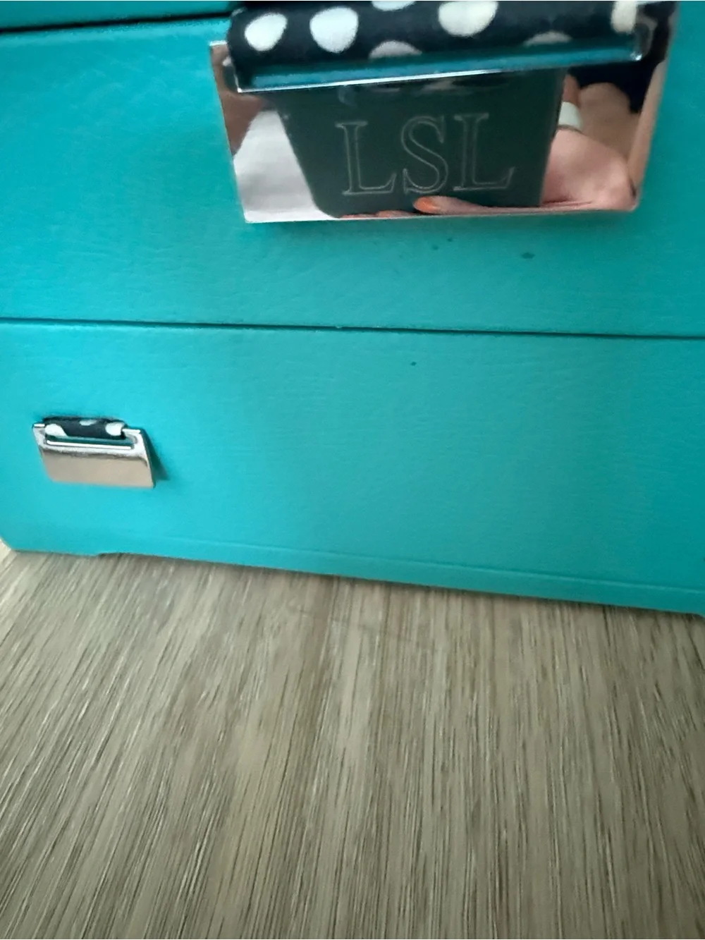 Teal Jewelry Box with initials LSL